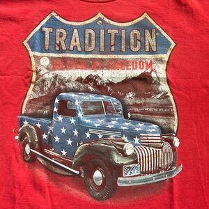Patriotic red shirt:  Classic truck men’s size 2XL